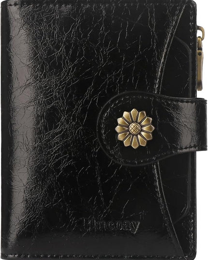 Blucoay Womens Wallet,RFID Blocking Wallet Women Soft Leather Bifold Small Wallets For Women Card Holder With Removable ID Window(black)