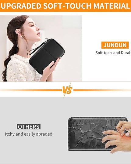 JUNDUN Family Passport Holder,Upgraded Material Fireproof Travel Passport Wallet with 2 Pockets,Travel Document Organizer Case for Passport,Card and Money