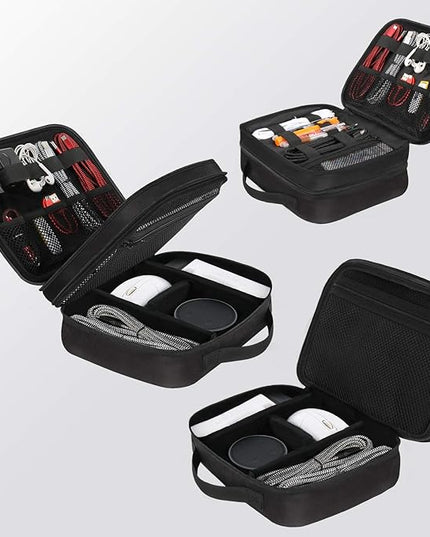 MATEIN Electronics Organizer Travel Case, Water Resistant Cable Organizer Bag for Travel Essentials, Gifts for Men, Storage Bag for Camera Accessories, Phone, Cord & Tablet, Black