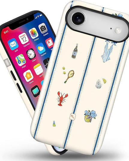 Magnetic for iPhone 17 Air Case Cute Frog Stripes Phone Case, Summer Shockproof Slim TPU and Hard PC Protective Phone Cover Compatible with MagSafe Designed for Women Girls