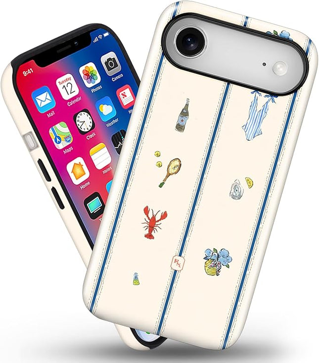 Magnetic for iPhone 17 Air Case Cute Frog Stripes Phone Case, Summer Shockproof Slim TPU and Hard PC Protective Phone Cover Compatible with MagSafe Designed for Women Girls