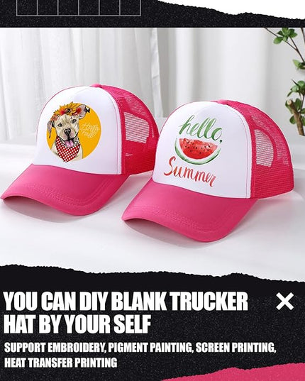 10 Pcs Sublimation Blank Trucker Hats Bulk Mesh Baseball Cap Polyester Mesh Trucker Hat for Men and Women