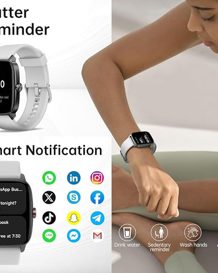 Smart Watches for Women Men with Bluetooth Call & AI Voice, 1.85" HD Fitness Tracker with Heart Rate SpO2 Sleep Monitor, 100+ Sports Modes,Mini Games, IP68 Waterproof Smartwatch for Android iOS Phones