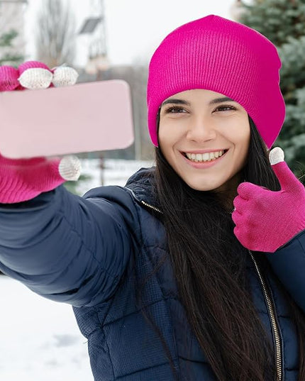 48 Pcs Bulk Winter Knit Beanies Gloves Men Women Warm Beanie Touchscreen Gloves Set Cozy Winter Accessories
