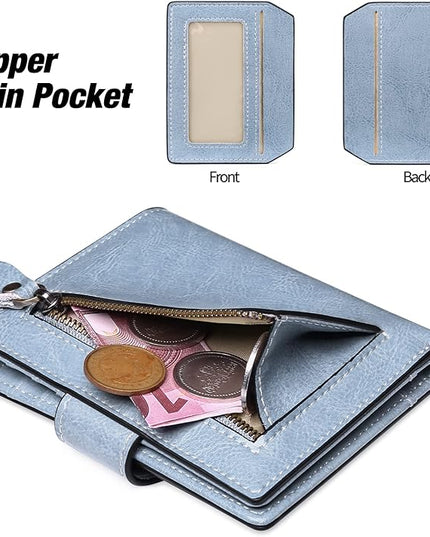 FALAN MULE Small Wallet for Women Leather Bifold Compact RFID Blocking Small Womens Wallet