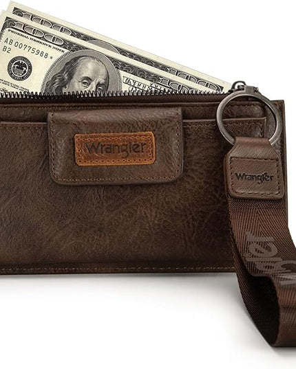 Montana West X Wrangler Minimalist Wallet Women Card Cases & Money Organizers Wristlet with Wallet Large Clutch with Coin Purse Smooth Zipper and Rfid Lining
