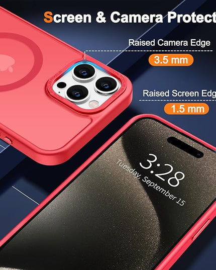 Hython Case for iPhone 15 Pro Case Magnetic Translucent Matte Phone Cases 6.1" [Compatible with MagSafe] Thin Slim Fit Shockproof Bumper Hard Protective Cover for Women Men Girls, Frosted Red