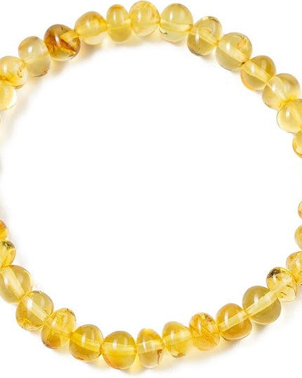 Natural Baltic Amber Bracelet for Women and Men – Stretch Wristband with Polished Cube Beads, Lightweight Unisex Jewelry Gift for Daily and Casual Wear