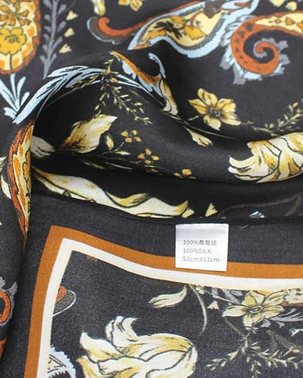 ANDANTINO 100% Mulberry Silk Scarf -21” Lightweight Square Neckerchief – Breathable Digital Printed Scarves with Gift Packed