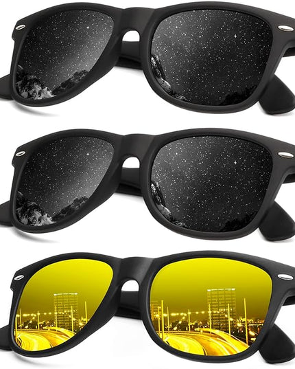 KALIYADI Polarized Sunglasses for Men and Women Matte Finish Sun glasses Color Mirror Lens UV Blocking (3 Pack)