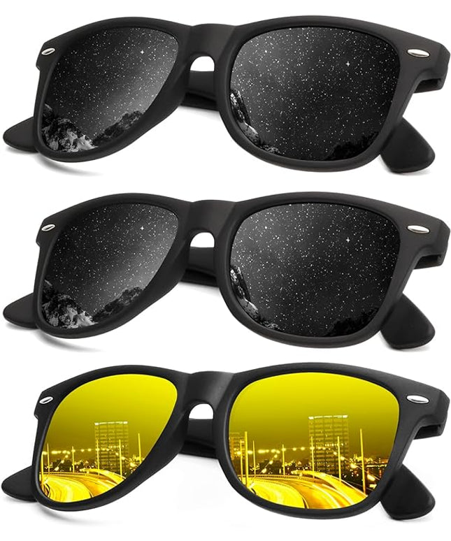 KALIYADI Polarized Sunglasses for Men and Women Matte Finish Sun glasses Color Mirror Lens UV Blocking (3 Pack)