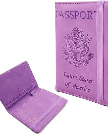 Melsbrinna Premium Leather Passport Holder Covers Case, Waterproof Rfid Blocking Travel Wallet Passport Holder with Pen Holder, Cute Passport Book for Women/Men