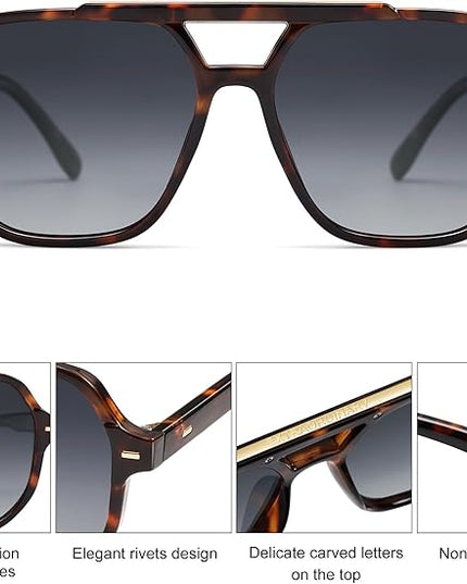 SOJOS Retro Trendy Aviator Polarized Sunglasses Men Women Vintage 70s Square Stylish Frame Sun Glasses SJ2283