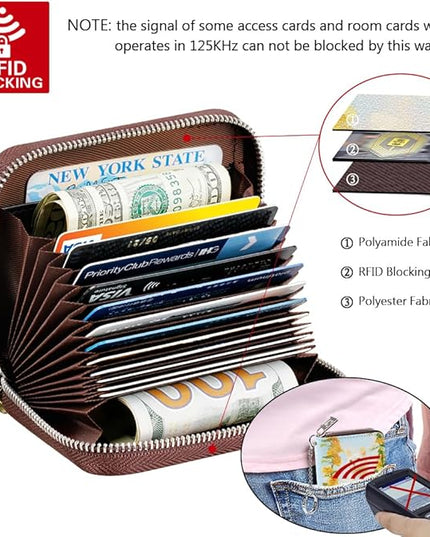 FurArt Zipper Wallet Women, RFID Blocking Credit Card Wallet, Business Card Holder, Compact Size KeyChain Wallet