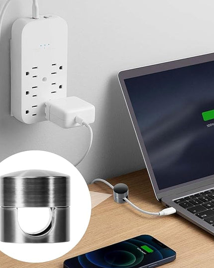 6 Sets Charger Holders for Cords, Black Adjustable Cable Anchor Holders, Adhesive Metal Cord Clips, Cable Management Wire Organizers for Desk, Office, Nightstand
