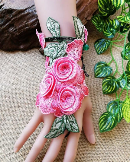 Specell Embroidered Flowers Lace Fingerless Gloves - for Bridal Wedding Cocktail Tea Party Evening Prom Costumes Cosplay