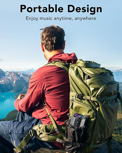 Portable Bluetooth Speaker with Lights, Bluetooth 5.4 Speaker, Powerful Crystal Clear Sound,15W Loud Stereo Sound, All Day Playtime,IPX7 Waterproof,TWS pairing for Outdoor/Travel/Party/Home,Gray