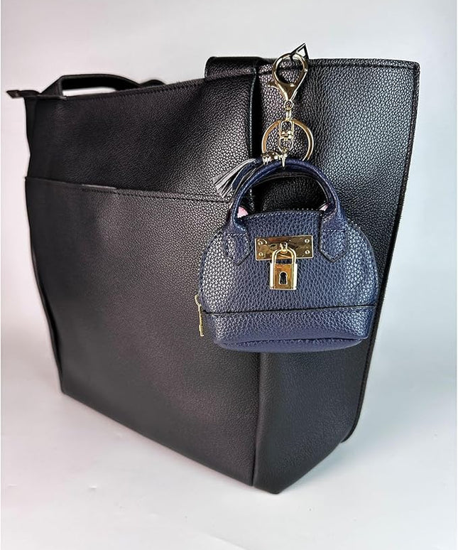 Plinvo Cute Genuine Leather Keychain Coin Purse for Women with Tassels Mini Change Pouch Brown (Royal Blue)