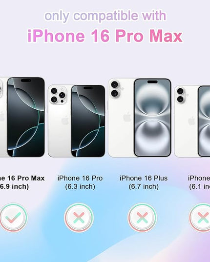 Aesthetic Case for iPhone 16 Pro Max Case for Women Girls, Compatible with Magsafe, Cute Girly Trendy Glitter Sparkly Rainbow Magnetic Protective Phone Cover, Matte Iridescent Red & Yellow