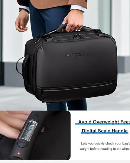FENRUIEN Vacuum Travel Backpack with Digital Scale Handle, Expandable 60L Air Compression System with Pump, Airline Approved Carry-On Fits 17.3" Laptop