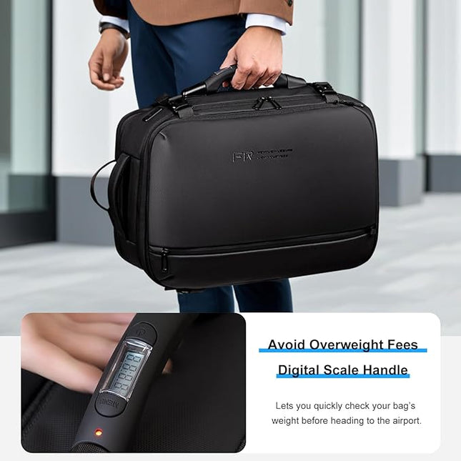 FENRUIEN Vacuum Travel Backpack with Digital Scale Handle, Expandable 60L Air Compression System with Pump, Airline Approved Carry-On Fits 17.3" Laptop