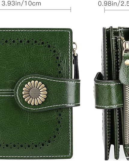 SENDEFN Small Womens Wallet Leather Bifold Card Holder RFID Blocking with Zipper Coin Pocket