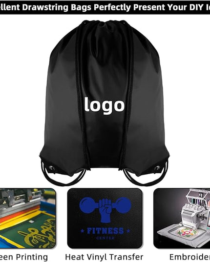 GoodtoU Backpack Drawstring, 16.5"x13.3" Nylon Gym Bag, 80Pcs Bulk Pack, Black