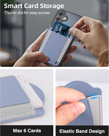 HiWe for MagSafe Wallet for Galaxy S25/S24 Series with Magnetic Case and iPhone 17/16/15/14/13/12 Series, No Case, 6 Cards Holder, RFID Leather Slim Lavender