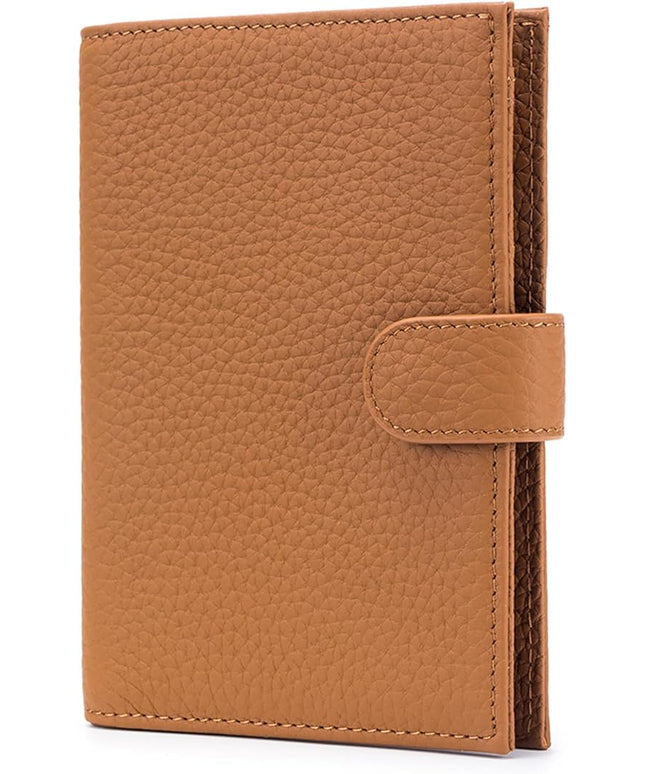 RFID Passport Holder Travel Wallet Compact for Women, Leather Passport Wallet with Card Holders,Zippered Coins Pocket and Cash Compartment, Brown