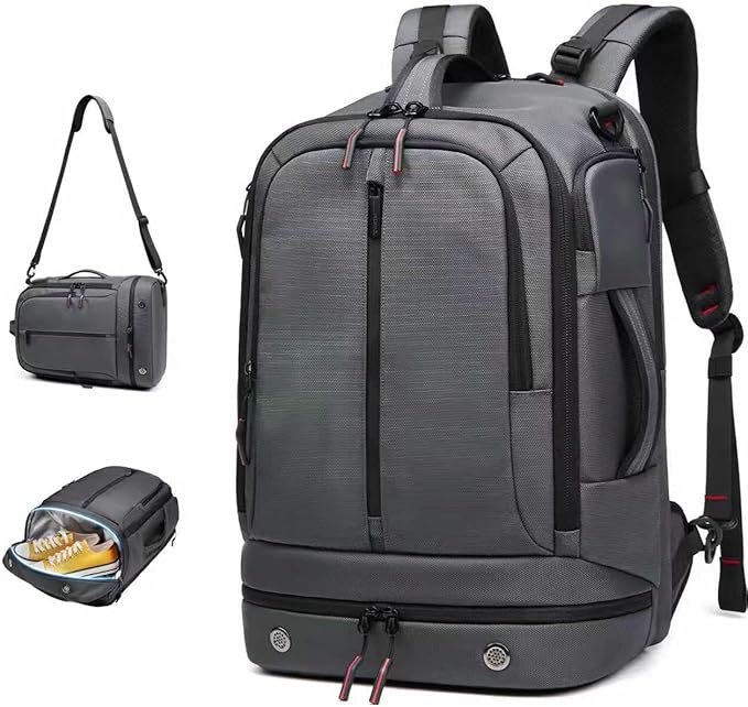Somago 16 Inch Laptop Backpack Water Resistant Carry On Daypack Backpack Anti Theft Travel Rucksack Backpack with Shoe Compartment Shoulder Strap for Men Women, 33L (Grey)