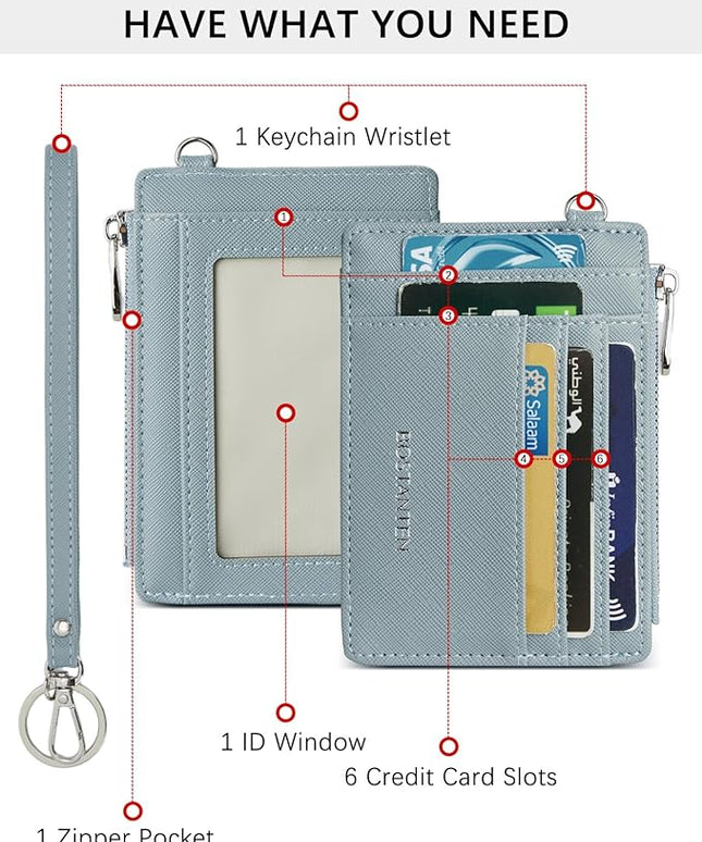 BOSTANTEN Small Wallet For Women RFID Leather Credit Card Holder Slim Wristlet Keychain Wallet With Zipper Pocket