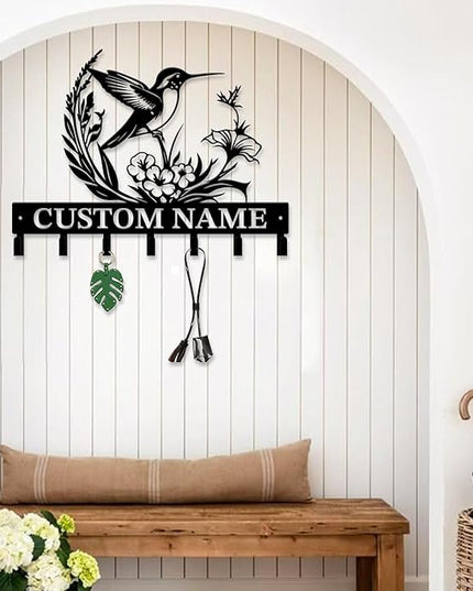 peanut case Customized Keys Holder - Personalized Birds Flower Key Hooks Wall Metal Sign Decor,Wall Holder, Garden,Door Hook (Style F)
