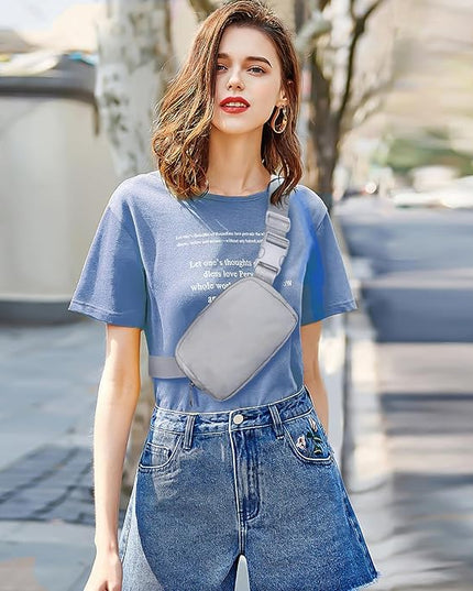 Belt Bag for Women Fanny Pack Crossbody Bags for Women Fashion Waist Packs with Adjustable Strap Gifts for Women Men (Lightgrey)
