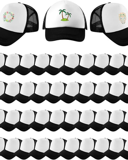 Hercicy 40 Pack Sublimation Blank Trucker Hat Bulk Baseball Cap Adjustable Mesh Unisex Polyester Hat Heat Transfer
