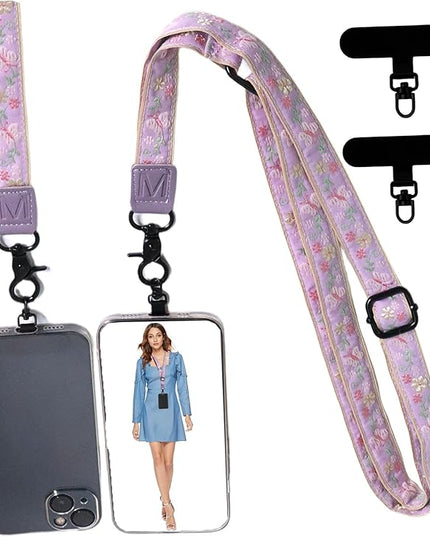 Adjustable Lanyard for Phone, Camera, Name Tags, ID card, Keychain and Wristlet Straps with 2 phone pads(Black)