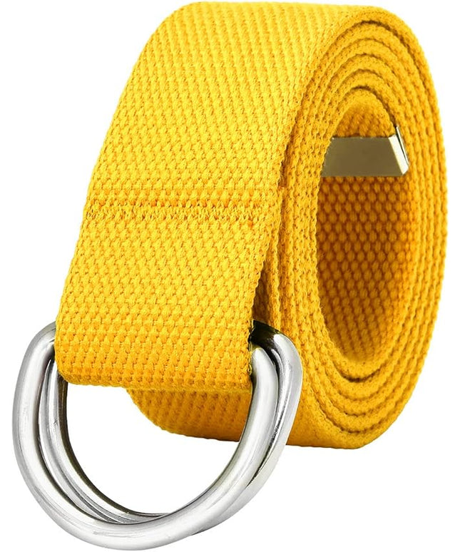 Falari Canvas Web Belt Metal Double D Ring Buckle for Men Women Casual Cloth Military Style Belt 1 1/2" Wide