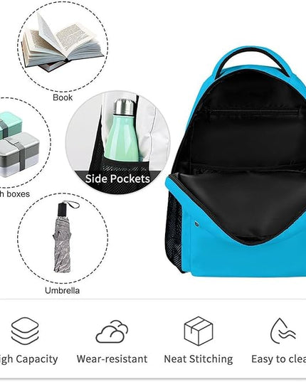 Fashion Lake Blue Backpack Lightweight Large Capacity Laptop Daybag for Travel Work
