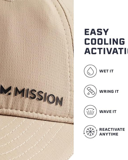 MISSION Cooling UPF Performance Hat - Unisex One Size Cap for Workouts, Golf & Running - Sweat & Water Activated Technology