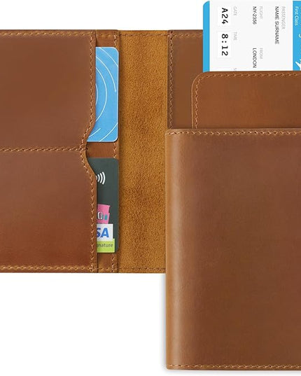 Jack&Chris Leather Passport Holder, Handmade Passport cover, Travel Wallet Cover Case for Men and Women, Leather Travel Documents Organizer Protector, JC107