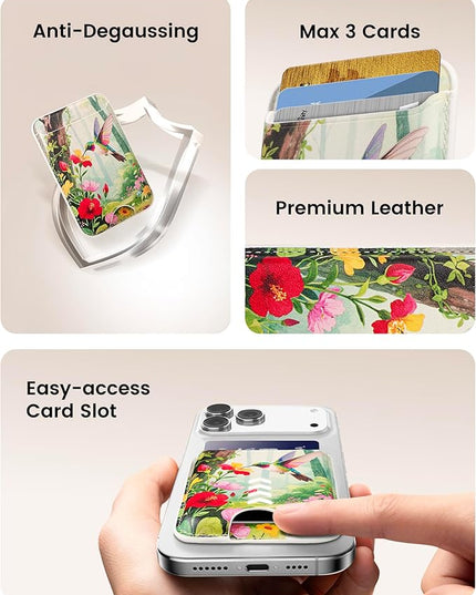 Magnetic Mag-safe Wallet Cell Phone Card Holder for Phone Case with Mag-Safe, Stronger Magnetic RFID Leather Phone Wallet Stick on for iPhone 17/16/15/14/13/12 Series, Fit 3 Cards