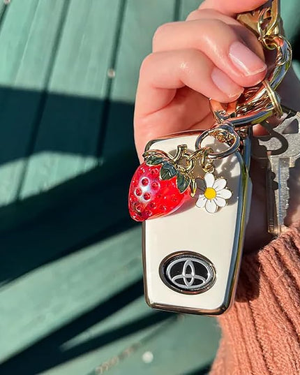 Agromusk Cute Strawberry Keychain,Bag Charms,Kawaii Heart Flower Daisy Key chains Accessories Decor for Girls Purse Gift