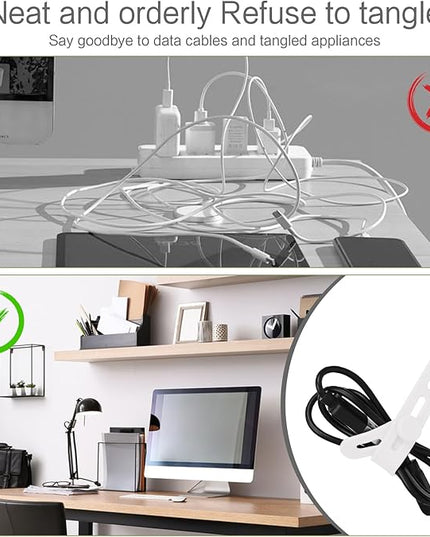 Donruby 24Pcs Silicone Cable Ties - Reusable & Washable with Locking Buckles, Adjustable Fastening Cable Management Straps, Multi-Purpose High Elasticity Cord Organizer (White)