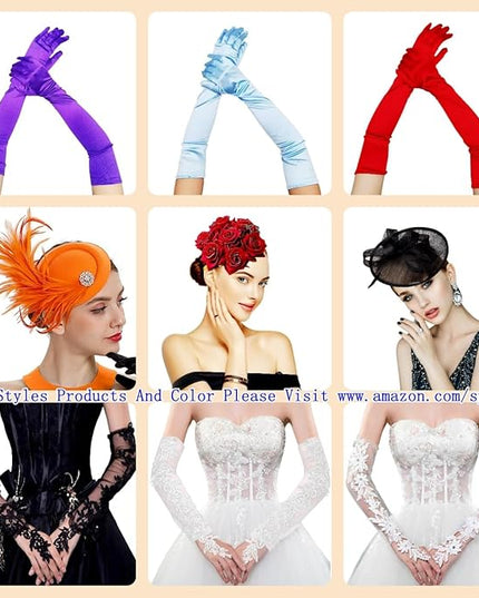 Specell Embroidered Flowers Lace Fingerless Gloves - for Bridal Wedding Cocktail Tea Party Evening Prom Costumes Cosplay