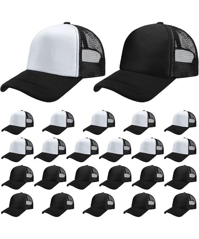 Giegxin 24 Pcs Mesh Trucker Hats Bulk Baseball Cap Beach Hat for Men and Women Wholesale Structured Front Panel Back Ball Cap