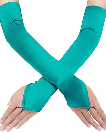 BABEYOND Long Opera Party 20s Satin Gloves Stretchy Adult Size Elbow Length