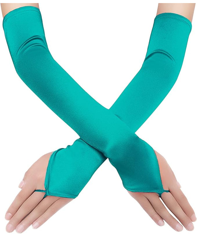 BABEYOND Long Opera Party 20s Satin Gloves Stretchy Adult Size Elbow Length