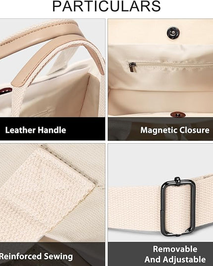 Canvas Tote Bag for Women Crossbody Work Purse with Pockets Top Handle Handbag Satchel Bags for Travel Nurse Teacher