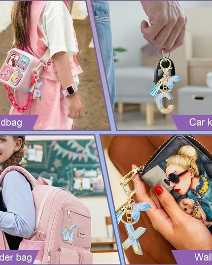 Initial letter Keychains for Women, Ocean Series Avowing Protect Earth Environment, Tassel Cute Car Keychain Initial Key Chain Keyring for Bookbag Handbag Backpack Charm Key Ring Unisex (Letter Z)