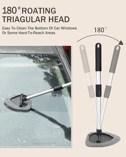 Windshield Cleaner Inside,Car Window Cleaner,Car Cleanser Brush,Car Accessories Car Cleaning Supplies Tools,Car Cleaning Kit with Extendable Handle,Microfiber Cloth,Spray Bottle,Fits All Cars