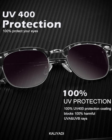 KALIYADI Polarized Sunglasses for Men and Women Semi-Rimless Frame Driving Sun glasses UV Blocking